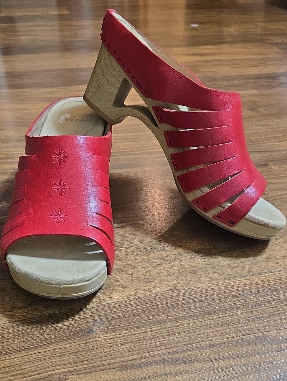 Dansko Tilly Leather Clog Sandal - Red